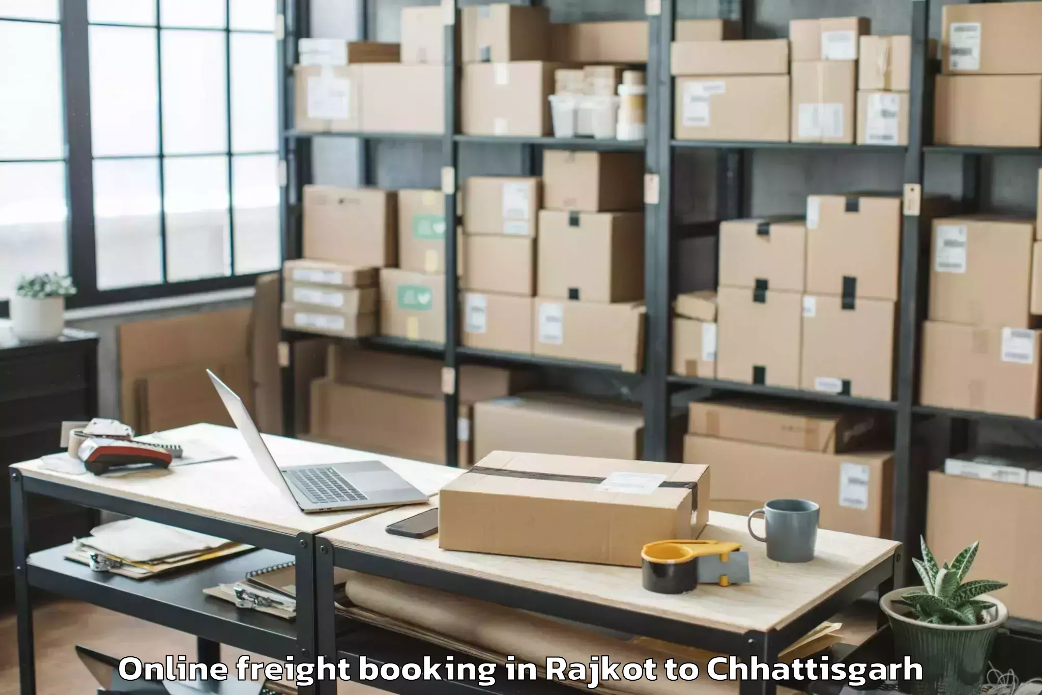 Reliable Rajkot to Udaipur Dharamjaigarh Online Freight Booking